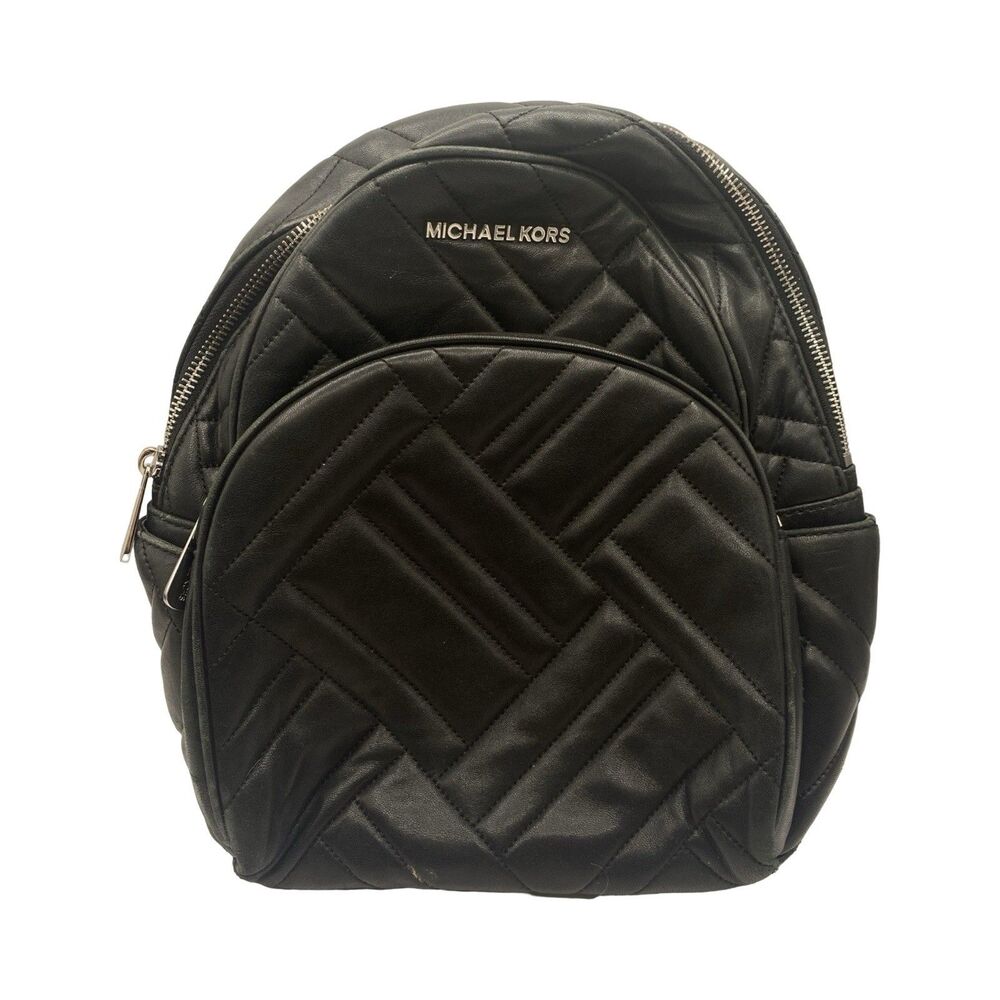 Michael Kors Abbey Medium Quilted Leather Backpack  Black
